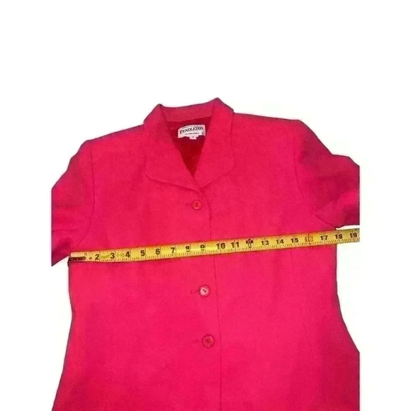 VINTAGE PENDLETON Wool MADE IN USA Jacket Blazer Pink Preppy Short Sleeves Sz 4 - Picture 5 of 7